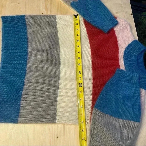 Nordstrom Signature Striped Crew Neck Mohair, Wool & Silk sweater XS - Picture 6 of 8